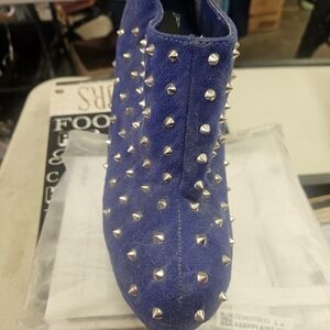 Blue Studded Women's Ankle Boot